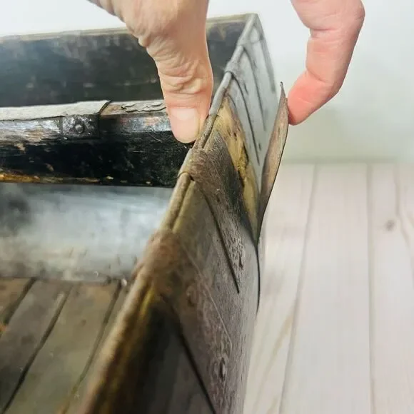 Antique Chinese Rice Grain Harvest Basket Bucket Scoop Measure Wood Baskets & Bins